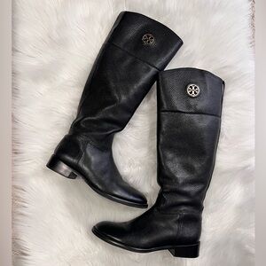 Tory Burch Black Leather Riding Boots